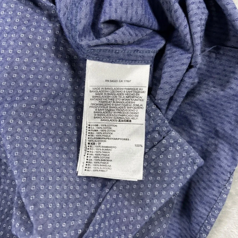 Banana Republic Mens Soft Wash Tailored Slim Fit Blue Diamond Pattern Shirt L